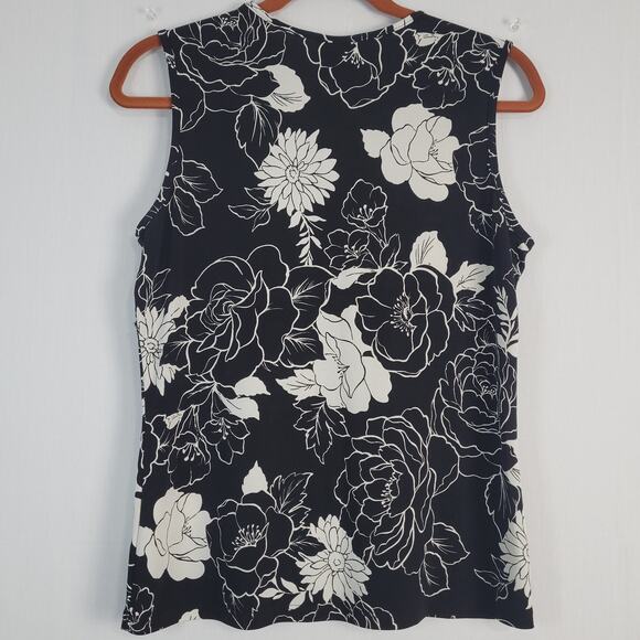 Vintage Y2K Sleeveless Floral Babydoll Top sz L black white whimsigoth lace USA - Picture 6 of 6